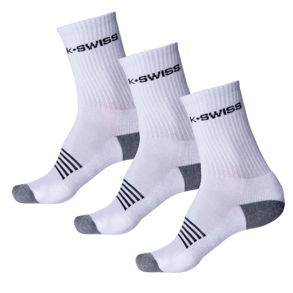 K-Swiss AC 3 Pack Crew Socks - White