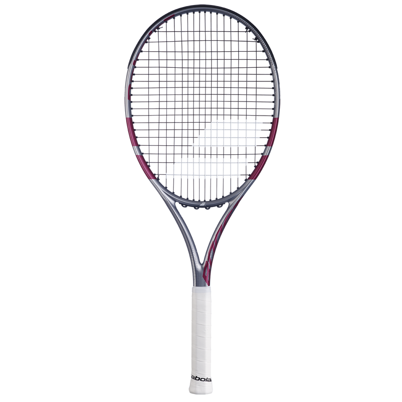 Tennis racket with a white handle on a white background