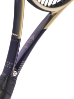 Close-up studio shot of a tennis racket showing the throat, upper frame, and part of the grip on a clean white background. Visible text includes HEAD, GRAVITY, 300.
