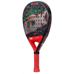 Paddle with red and black design on a white background